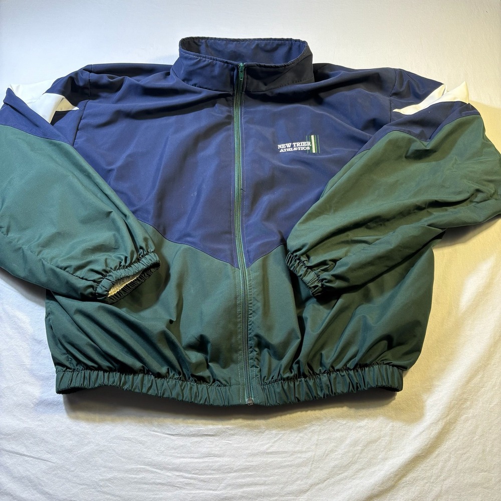 New Trier Athletics Vintage Track Jacket Blue Green White Size XXL